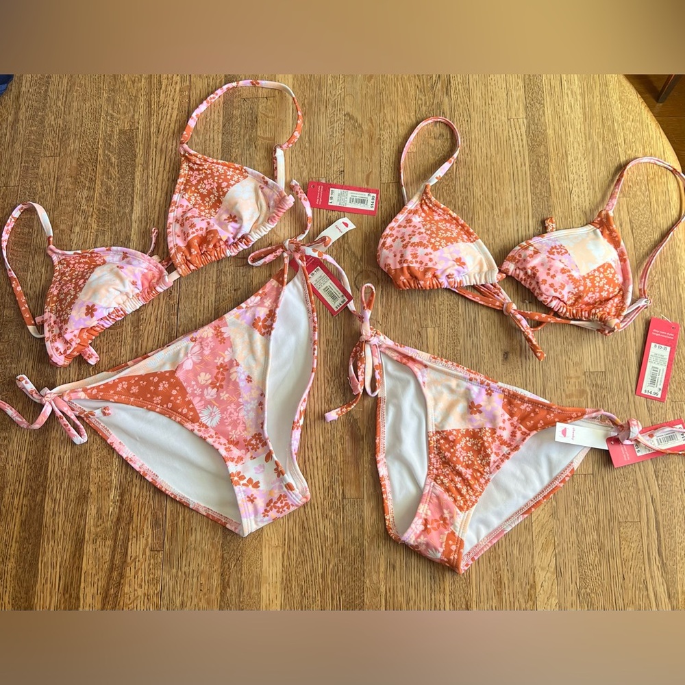 Boho Floral Patchwork Triangle Bikini Set
